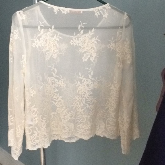Ella Moss (size small) sheer white lace top. - Picture 3 of 4